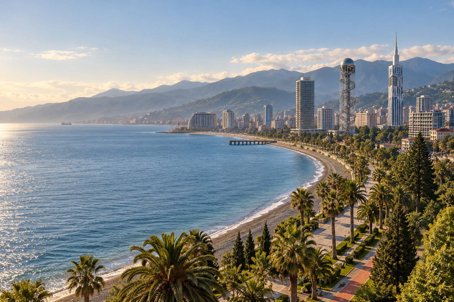 Illustrative render of Batumi boulevard and the Black Sea waterfront
